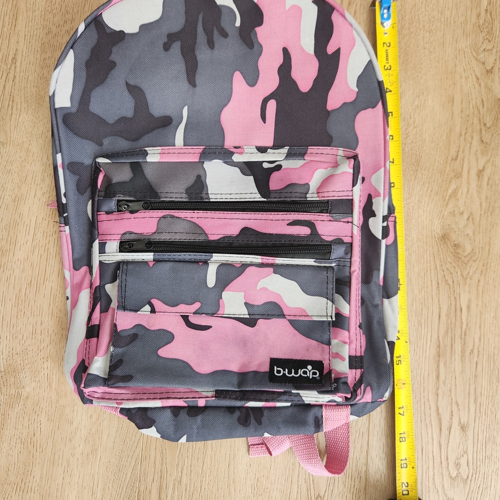Pink and Gray Camouflage Backpack